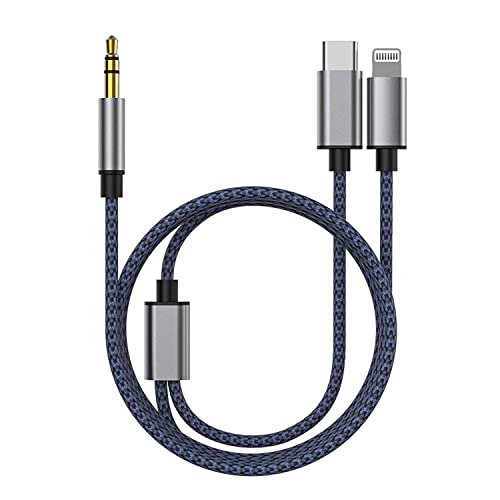esbeecables Aux Audio Cable for iPhone,2 in 1 USB C& Lightning to 3.5mm AUX Audio Cable Suitable for Apple Android Car Audio Headset Multi Function Audio Conversion Cable Compatible with Type C or iOS Devices - Image 1