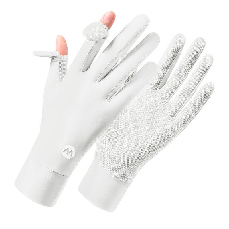 Summer Sun Protection Ladies Gloves Breathable UV-Proof White M standard 