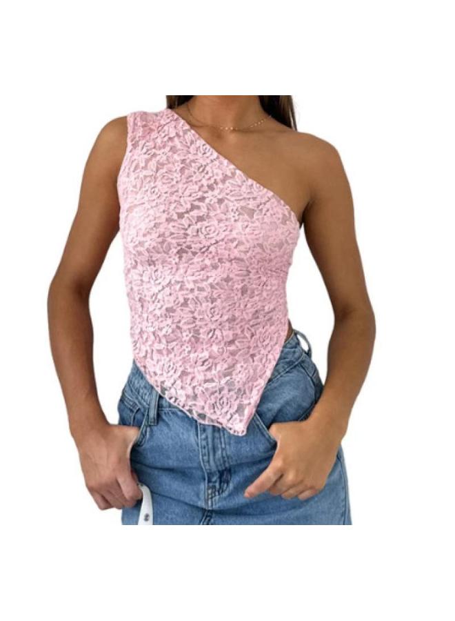 Song Feng Ya M23tp740 European And American Women's Spring New Lace Slant Collar Cardigan Loose Stitching Backless Lace Solid Color Top