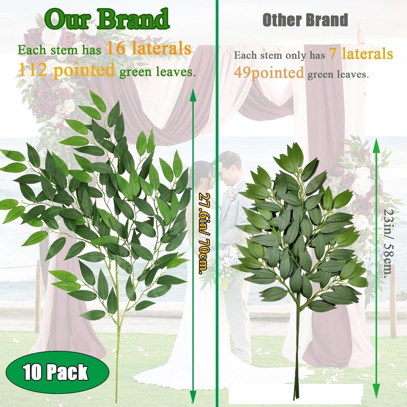 WONICE Artificial Italian Ruscus Greenery Stems, Faux Green Leaf Garland Branches Hanging Greenery Spray for Wedding Bouquet Arch Table Centerpiece Home Decor (Green-10 Pack) - Image 4