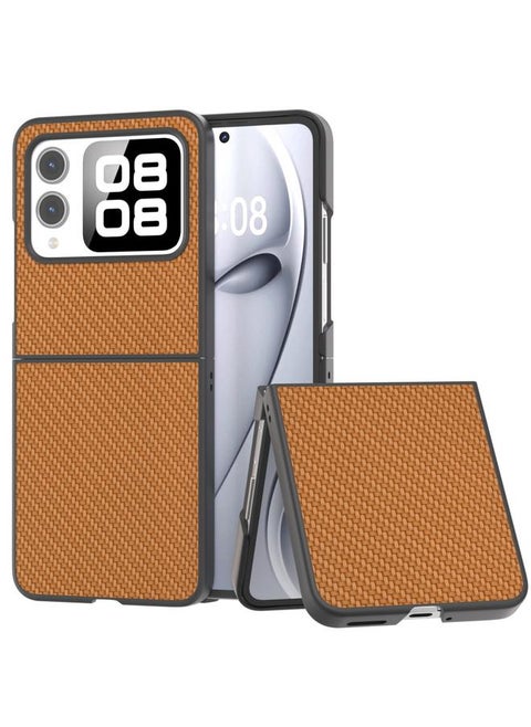 For Huawei nova Flip Black Frame Carbon Fiber Texture PU Phone Case(Brown)