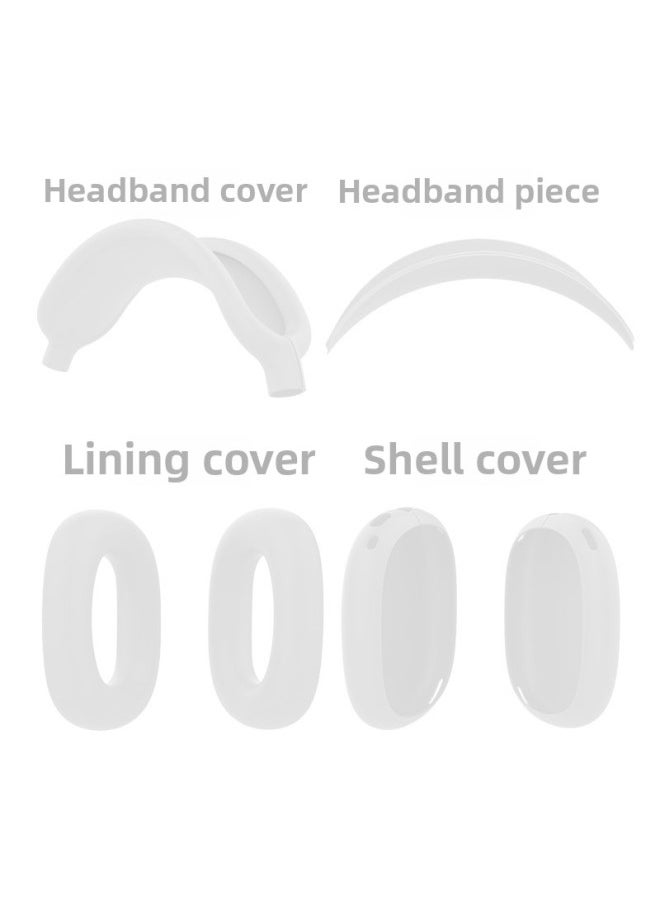 Generic Suitable For Apple AirPods Max Earphone Case Protective Cover Soft Silicone Bluetooth Headset Protective Case-Color:White 4-piece Set (shell Cover * 1 Pair + Headband Cover * 1 + Ear Cushion Cover * 1 Pair + Headband Piece * 1)-Applicable Models:Airpods Max/max 0.1kg Shared Protective Case  - Image 1