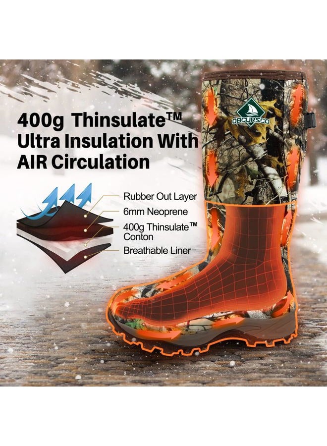 Obcursco 400g Insulation Rubber Hunting Boots for Men, Insulated Waterproof 6mm Neoprene Boot for Hunting (Camo), Camo, 10 - Image 3