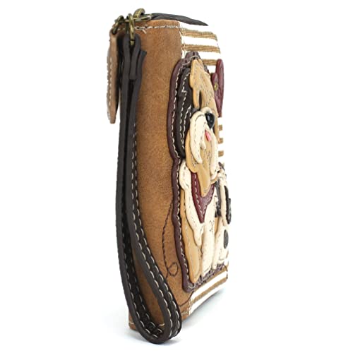 CHALA Zip Around Wallet, Wristlet, 8 Credit Card Slots, Sturdy Pu Leather - Brown Shih Tzu - Brown Stripe - Image 5