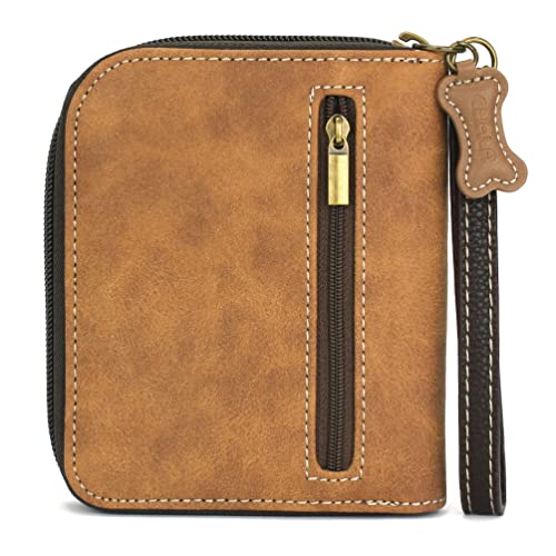 CHALA Zip Around Wallet, Wristlet, 8 Credit Card Slots, Sturdy Pu Leather - Brown Shih Tzu - Brown Stripe - Image 3