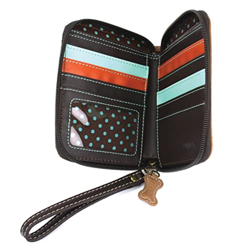 CHALA Zip Around Wallet, Wristlet, 8 Credit Card Slots, Sturdy Pu Leather - Brown Shih Tzu - Brown Stripe - Image 4