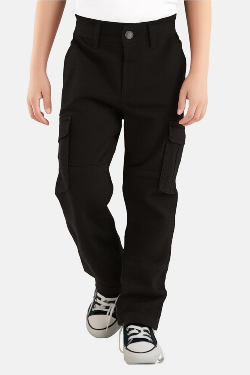 JACK & JONES سروال كارجو للأطفال الأولاد، أسود - Image 1