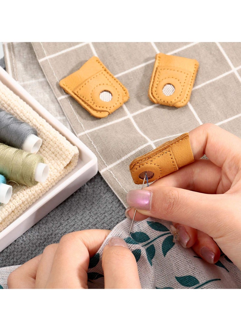 Generic - Sewing Finger Protector Leather Coin Thimble Pad Thimble Cover Thimble for Knitting Sewing Quilting Pin Needles Craft Accessories DIY Sewing Tools 6 Pieces - Image 1