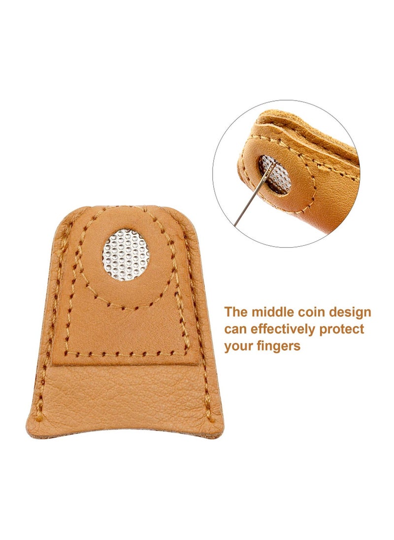 Generic - Sewing Finger Protector Leather Coin Thimble Pad Thimble Cover Thimble for Knitting Sewing Quilting Pin Needles Craft Accessories DIY Sewing Tools 6 Pieces - Image 1