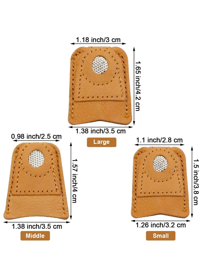 Generic - Sewing Finger Protector Leather Coin Thimble Pad Thimble Cover Thimble for Knitting Sewing Quilting Pin Needles Craft Accessories DIY Sewing Tools 6 Pieces - Image 1