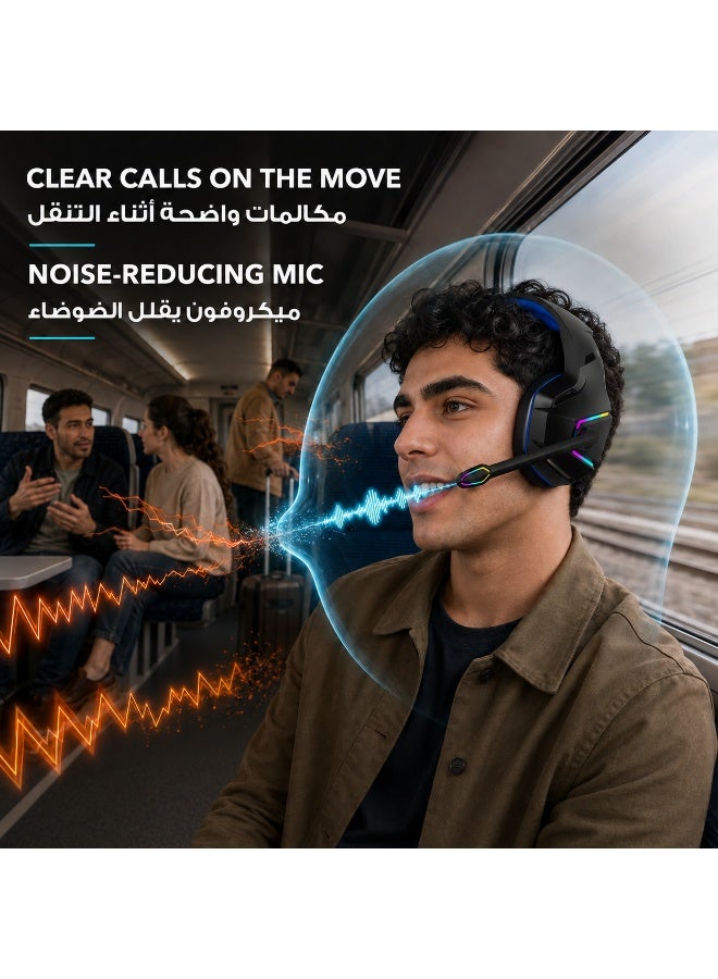 Monster 2.4GHz Wireless  Headset with Bluetooth 5.4, Low Latency 20ms, ENC Noise Cancelling Mic, RGB, 7.1 Surround Sound, 15H Battery, 3.5mm Wired for PS5 PS4 PC Switch Mac Mobile - Image 4