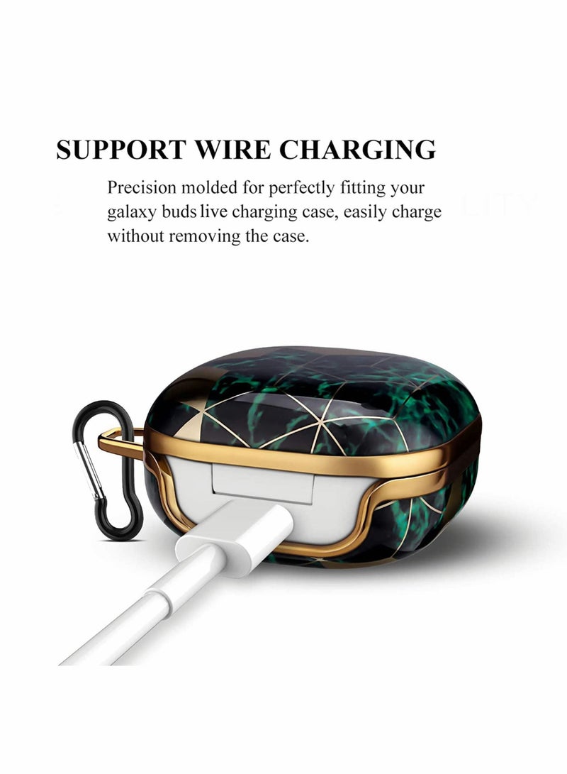 KASTWAVE Carrying Case for Galaxy Buds, Full-Body Protective, TPU Soft Thin Light-Weighted Cover with Keychain, Protective Shock-Proof Anti-drop Case (Green Gold Marble) - Image 5
