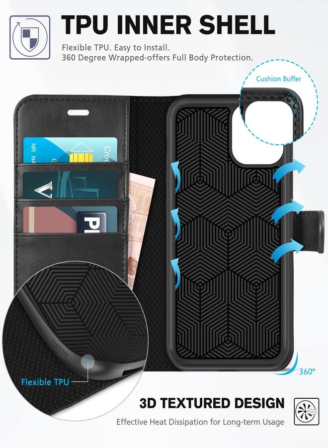TUCCH iPhone 11 Case, iPhone 11 Wallet Case with RFID Blocking Viewing Stand Card Slots Magnetic Closure PU Leather Flip Cover Compatible with iPhone 11 (2019 Release 6.1 inch), Black - Image 4