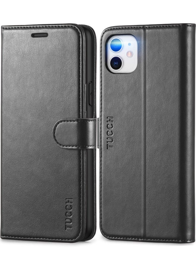 TUCCH iPhone 11 Case, iPhone 11 Wallet Case with RFID Blocking Viewing Stand Card Slots Magnetic Closure PU Leather Flip Cover Compatible with iPhone 11 (2019 Release 6.1 inch), Black - Image 1