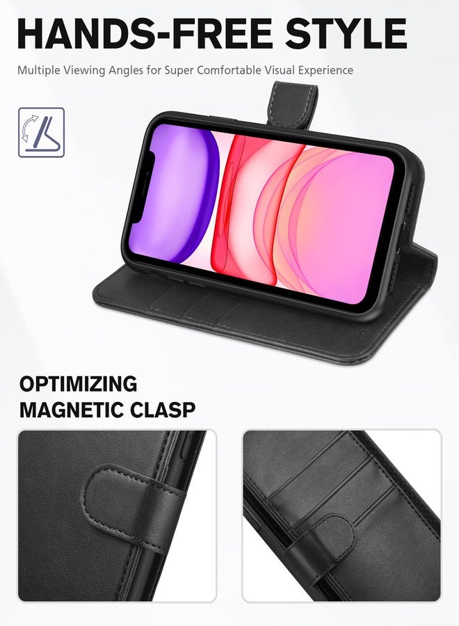 TUCCH iPhone 11 Case, iPhone 11 Wallet Case with RFID Blocking Viewing Stand Card Slots Magnetic Closure PU Leather Flip Cover Compatible with iPhone 11 (2019 Release 6.1 inch), Black - Image 5