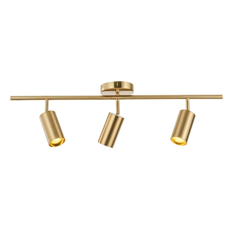 KCO Lighting Modern Brass Gold Track Lighting 3-Lights Modern Kitchen Fixtures Indoor Flush Mount Ceiling Spotlights Dimmable LED Ceiling Spot Light (3-Light)
