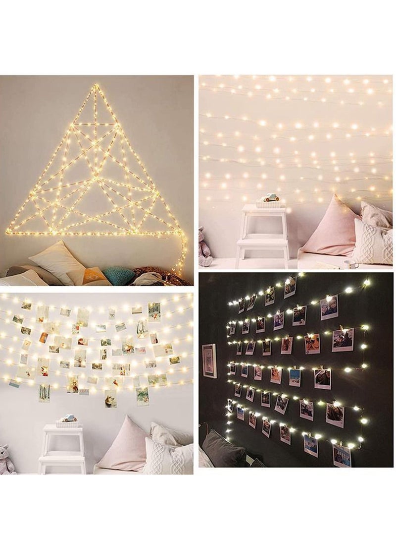 Transparent Fairy Light Hooks, 40 Pcs Mini Clear Sticky Hooks u0026 48 Removable Small Self Adhesive Strips - Image 1