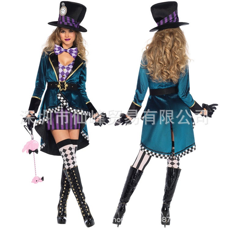 Halloween womens Alice crazy hat adult magician performance clothing nightclub trainer stage performance clothing As shown in the figure