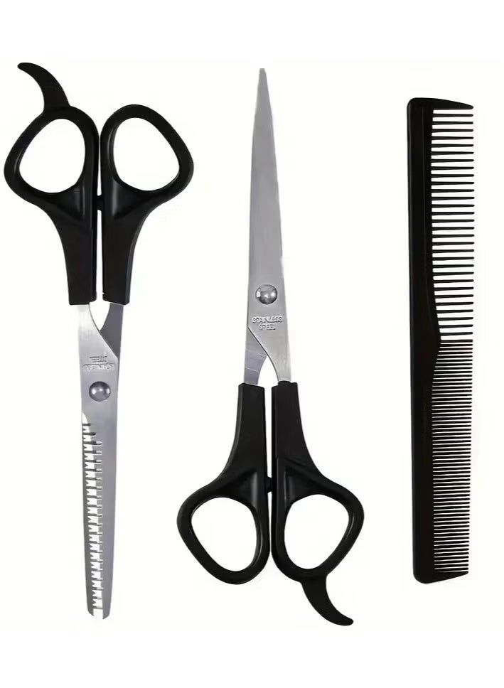 3pcs/Set Hair Scissors With Comb, Portable Hairdressing Scissors, Hair Cutting Scissors Thinning Shears With Hairdressing Comb - Image 1