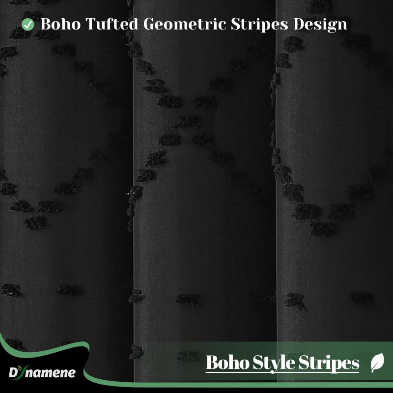 Dynamene Stall Fabric Surtain 54 × 72 بوصة ضيقة بوهو معنقدة هندسية مخططة قطعة قماش حمام دش الستار مرجح - Image 2