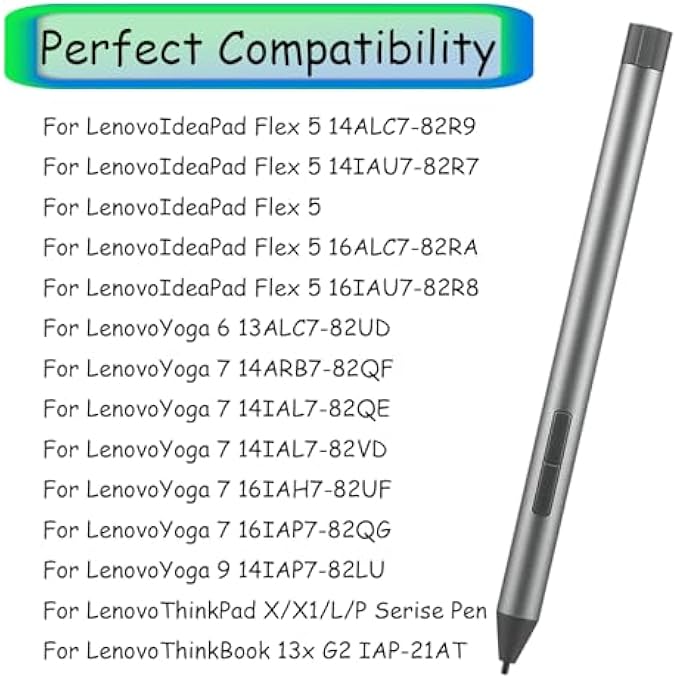 rayihni DIGITAL PEN 2 FOR LENOVO DIGITAL PEN 2,COMPATIBLE WITH LENOVO IDEAPAD FLEX 5/7 SERIES PEN,YOGA 6/7/9 SERISE PEN,THINKPAD X/X1/L/P SERISE PEN,THINKBOOK 13X G2 IAP-21AT PEN - Image 2