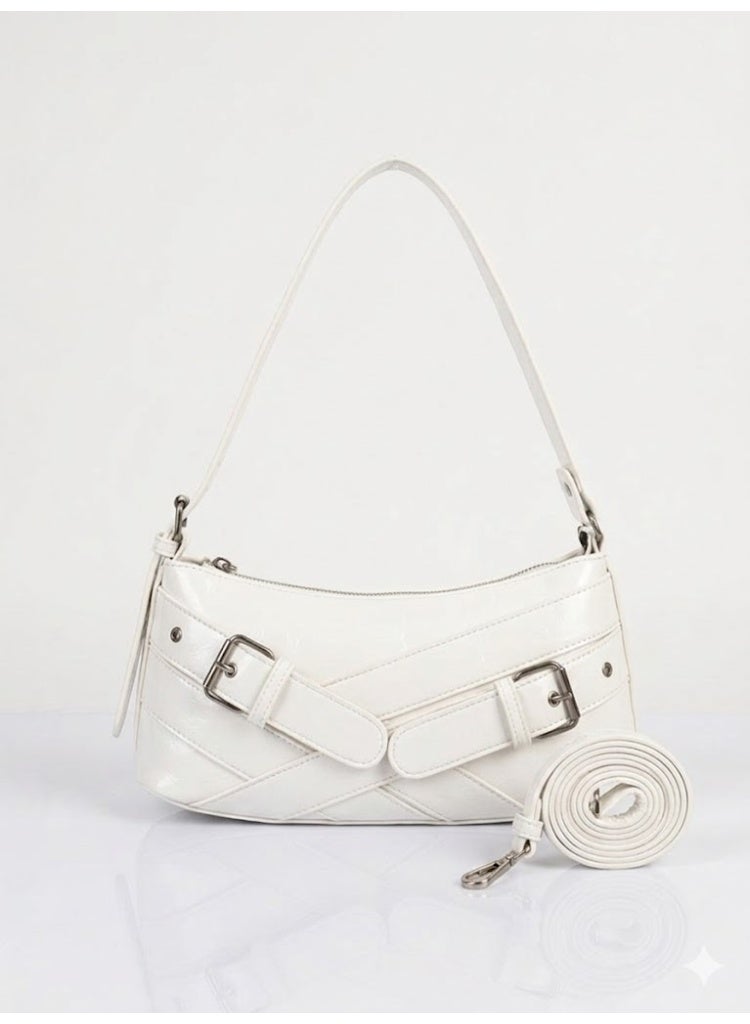 لايف ستيلاش  حقيبة كتف جلدية بتصميم مميز ZC-11 - ابيض - Image 1