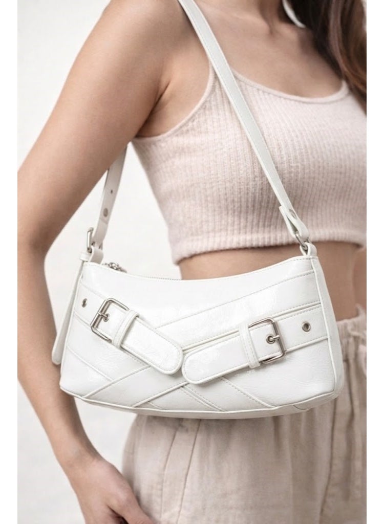 لايف ستيلاش  حقيبة كتف جلدية بتصميم مميز ZC-11 - ابيض - Image 3