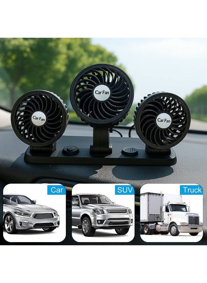 12V Triple Head Car Cooling Fan 4 Inch Model 7677, 3-Speed Adjustable 360° Rotatable Dashboard Fan for Car, SUV, Truck, and Van – Low Noise, Strong Wind, Energy Saving, DC Plug - Image 3