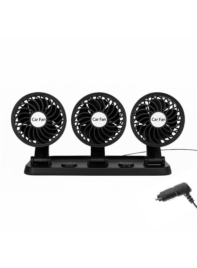 12V Triple Head Car Cooling Fan 4 Inch Model 7677, 3-Speed Adjustable 360° Rotatable Dashboard Fan for Car, SUV, Truck, and Van – Low Noise, Strong Wind, Energy Saving, DC Plug - Image 4