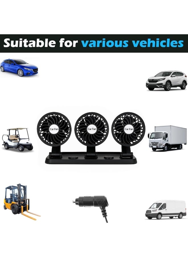 12V Triple Head Car Cooling Fan 4 Inch Model 7677, 3-Speed Adjustable 360° Rotatable Dashboard Fan for Car, SUV, Truck, and Van – Low Noise, Strong Wind, Energy Saving, DC Plug - Image 5