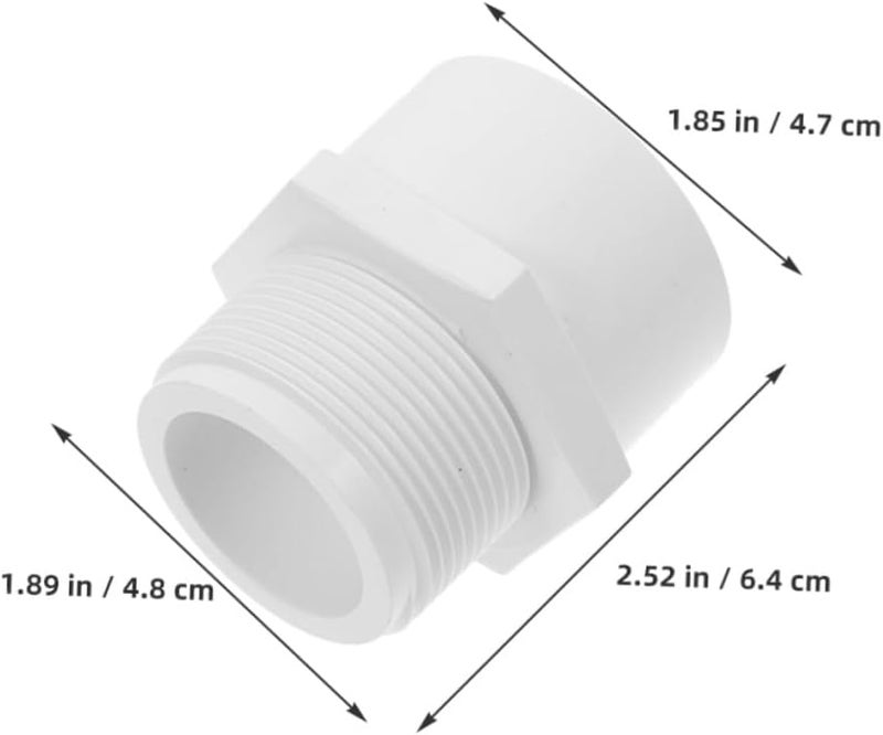 Ciieeo 4pcs 1-1/2 Inch White Pvc Pipe Fitting Adapter Connector Male Thread Coupling for Industrial and Home Plumbing Systems - Image 2