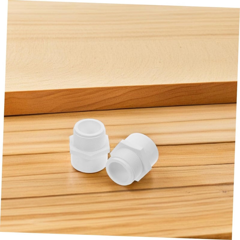 Ciieeo 4pcs 1-1/2 Inch White Pvc Pipe Fitting Adapter Connector Male Thread Coupling for Industrial and Home Plumbing Systems - Image 5