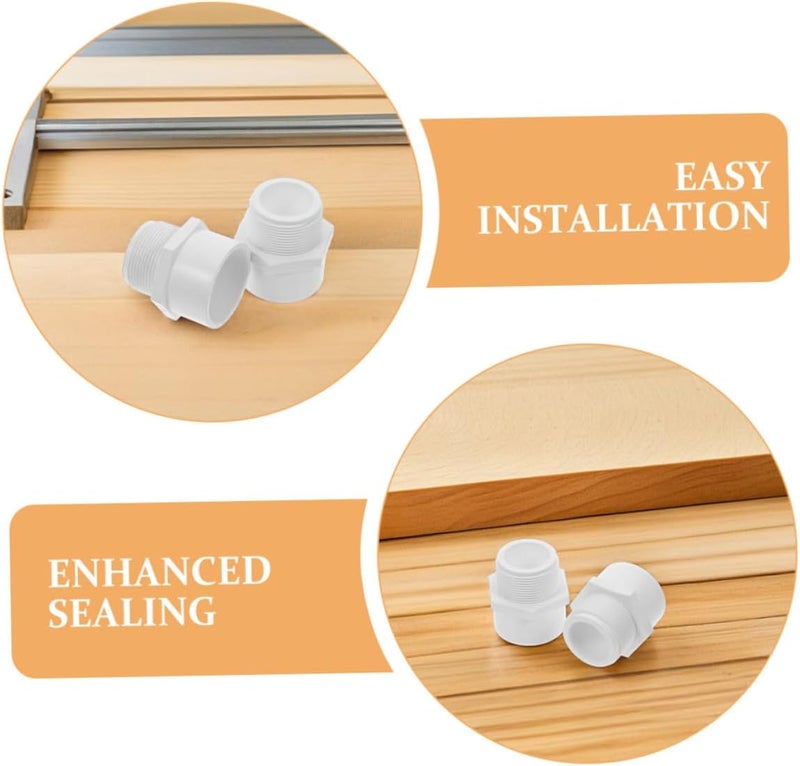 Ciieeo 4pcs 1-1/2 Inch White Pvc Pipe Fitting Adapter Connector Male Thread Coupling for Industrial and Home Plumbing Systems - Image 3