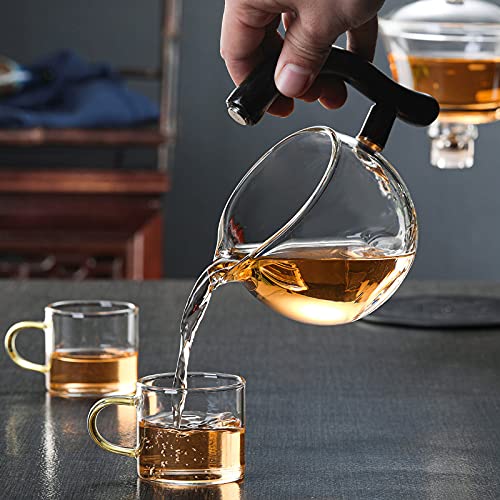 RORA Lazy Kungfu Glass Tea Set Semi Automatic Drip Rotating with Infuser Glass Teapot Set (6 cups) - Image 5