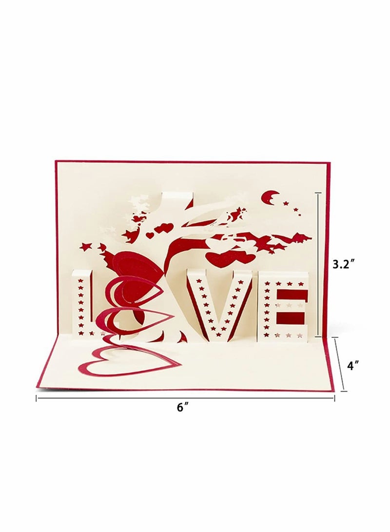 Valentine's Day Pop Up Card, Love Tree Paper Carving Birthday Thank You Anniversary Congratulations All Occasion Couple Men Women With Envelopes - Image 2