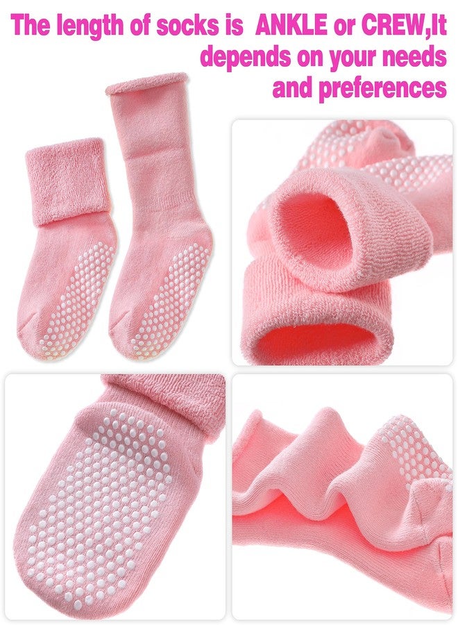 SDBING Baby Boys Girls Grips Socks Infant Toddlers Kids Non Slip Warm Thick Cotton Ankle Crew Socks with Grippers (4-6 Years, 6 Pairs Colorful) - Image 4