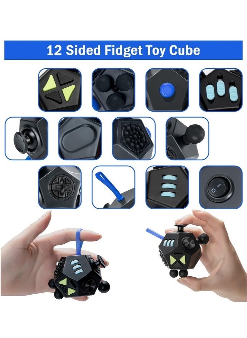Bukela Fidget Cube with 12 Sides, Original Fidget Cube Adult Infinity Fidget Cube Toy, Anti Stress Cube Toy for All Ages (Black) - Image 2