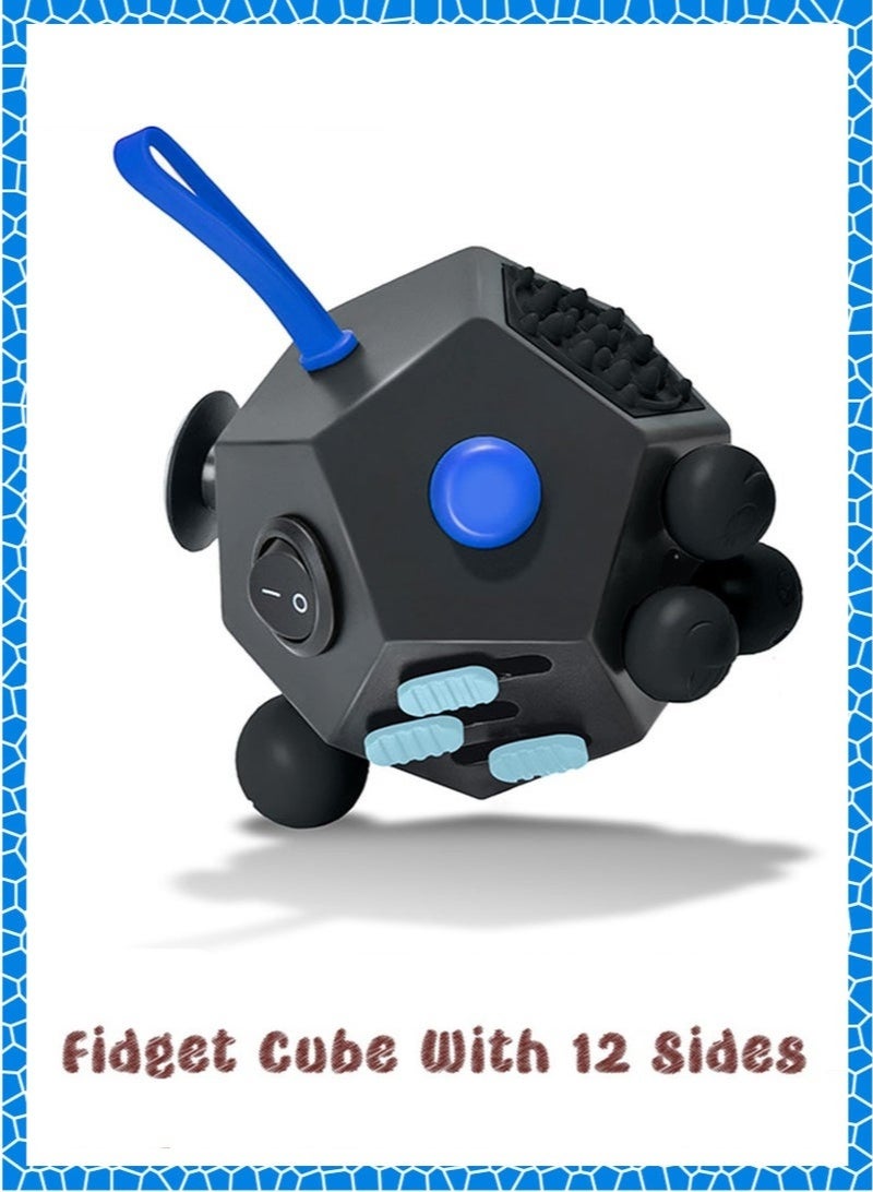 Bukela Fidget Cube with 12 Sides, Original Fidget Cube Adult Infinity Fidget Cube Toy, Anti Stress Cube Toy for All Ages (Black) - Image 1