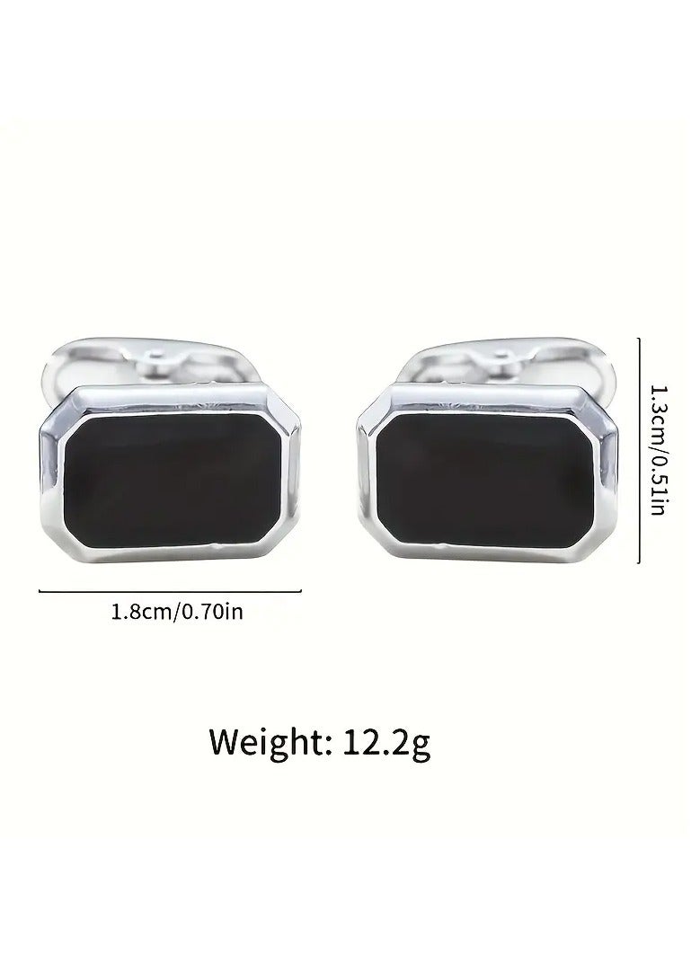 2pcs 2024 New Square Sleeve on Alloy Drip Oil Texture Simple Fashion Men's Sleeve on Set - Image 3