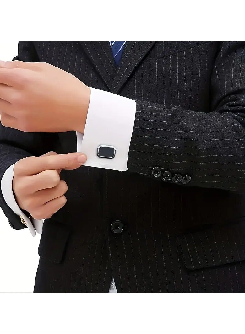2pcs 2024 New Square Sleeve on Alloy Drip Oil Texture Simple Fashion Men's Sleeve on Set - Image 5