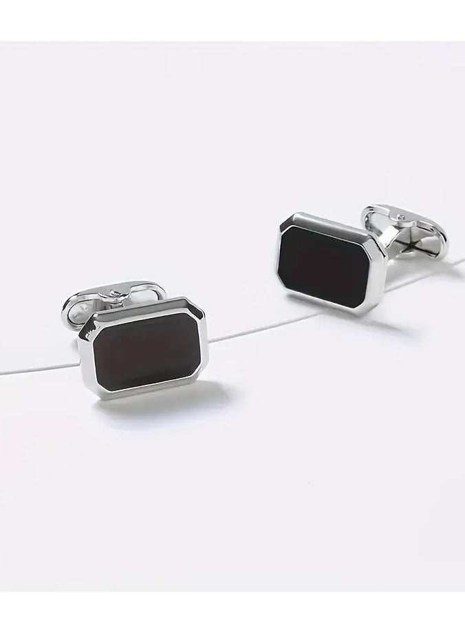 2pcs 2024 New Square Sleeve on Alloy Drip Oil Texture Simple Fashion Men's Sleeve on Set - Image 1