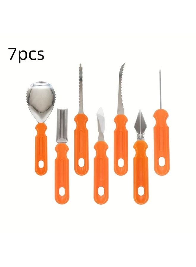 7pcs Professional Heavy Duty Pumpkin Carving Kit Stainless Steel Dual Blade Tools - Image 1
