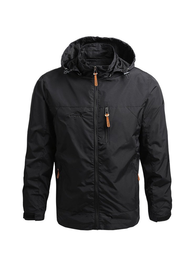 Men's Lightweight Windbreaker Jacket Hooded Rain Coats Soft Waterproof Zipper Pockets Raincoat w/Detachable Hood