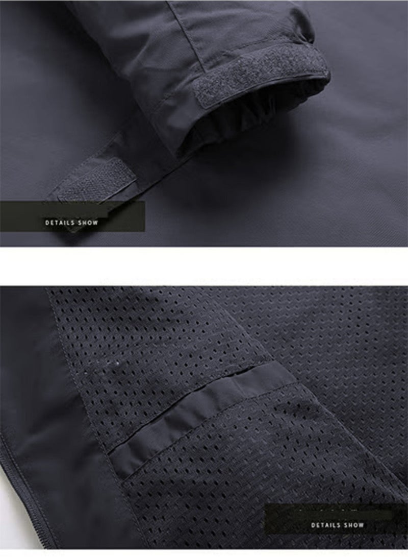 Men's Lightweight Windbreaker Jacket Hooded Rain Coats Soft Waterproof Zipper Pockets Raincoat w/Detachable Hood - Image 5