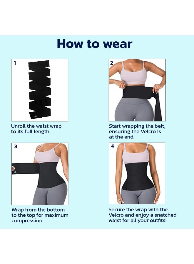 BOLDFIT حزام ما بعد الولادة حزام نحيف للنساء للدهون البطن حزام الأمومة حزام البطن حزام البطن ، حزام التخسيس - 4 متر أسود - Image 4