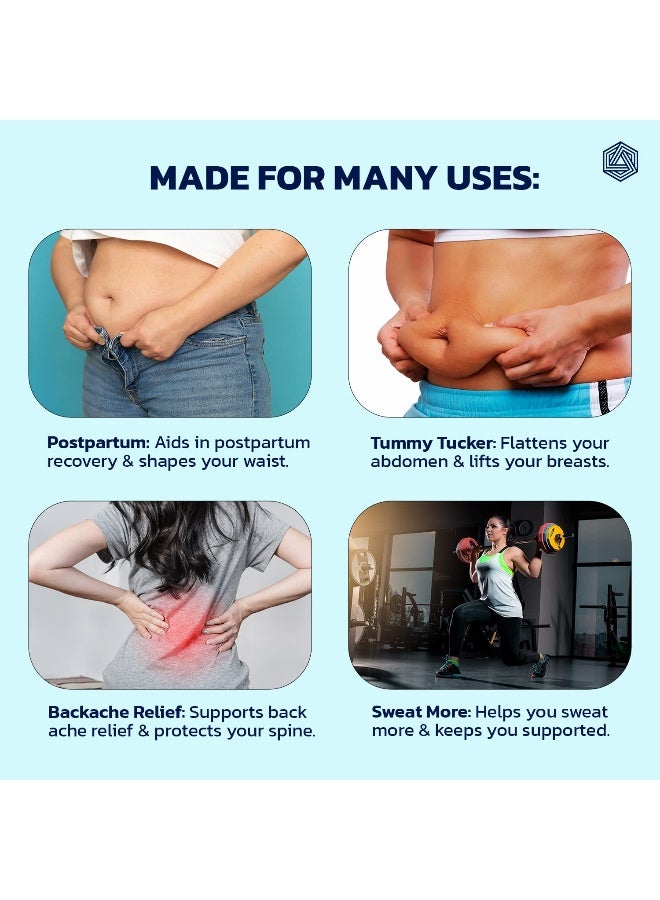 BOLDFIT حزام ما بعد الولادة حزام نحيف للنساء للدهون البطن حزام الأمومة حزام البطن حزام البطن ، حزام التخسيس - 4 متر أسود - Image 3