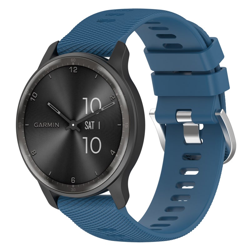 S-TOP For Garmin Venu 2 22mm Cross Textured Solid Color Silicone Watch Band(Blue) - Image 1