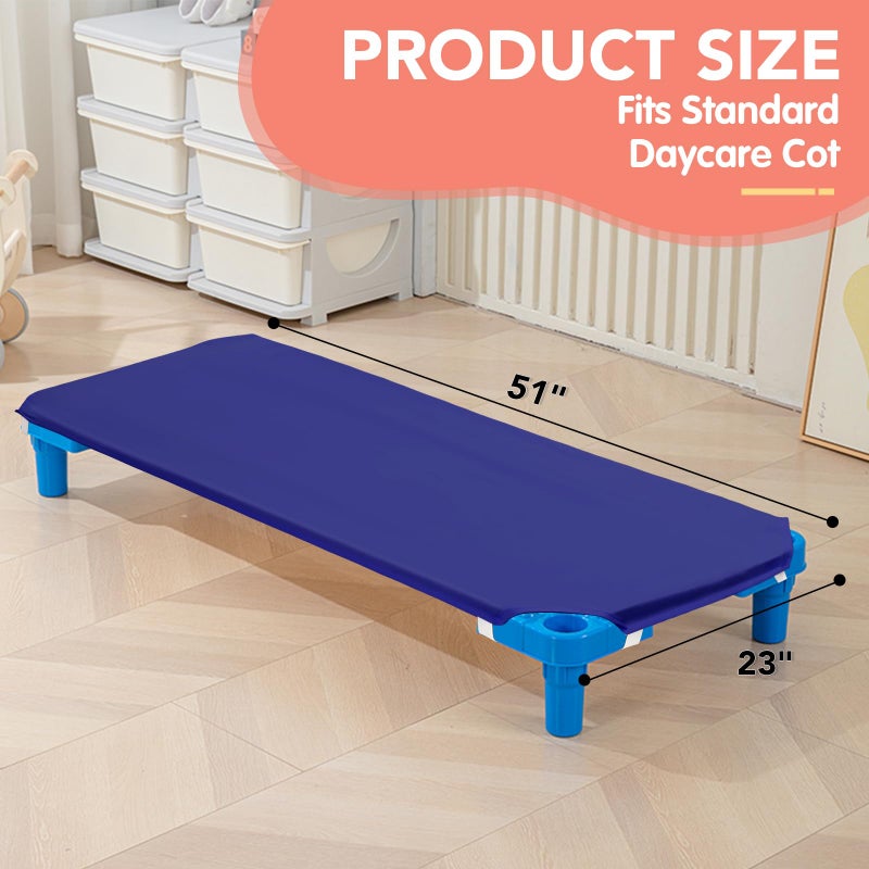 RowinsyDD 2 قطع ملاءات سرير حضانة، 23" × 51"، ملاءات سرير زرقاء للأطفال مع حلقات مطاطية في الزوايا للأطفال الرضع، أساسيات الحضانة للأطفال الصغار ومرحلة ما قبل المدرسة، ميكروفايبر قابلة للتنفس - Image 2