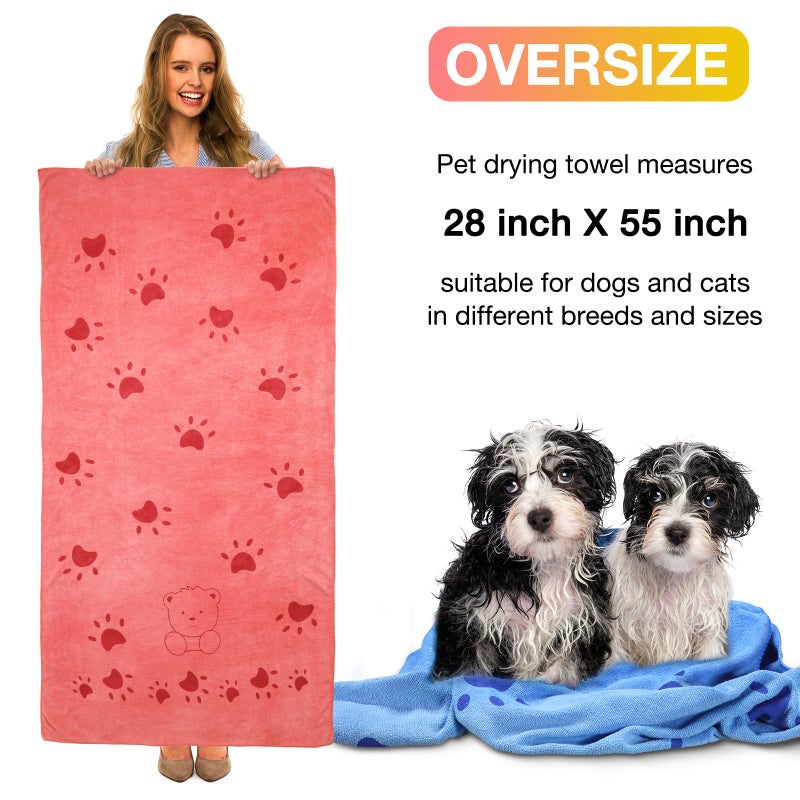Chumia 8 Pcs 55 x 28 Inches Dog Towels Absorbent Microfiber Bath Drying Towels for Small Medium Large Pets Cat Puppy Shower Cleaning Accessories(8 Colors) - Image 2