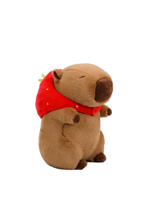 Large Flower Jacket Capybara Doll Cute Plush Toy Company Annual Meeting Gift Children Doll-Color:Strawberry Cap Capybara-Height:35cm (0.3. Kg) - Image 1